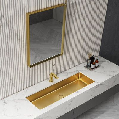 Brushed Gold-Grey Gun Rectangular Undermount Bathroom 39"x12"