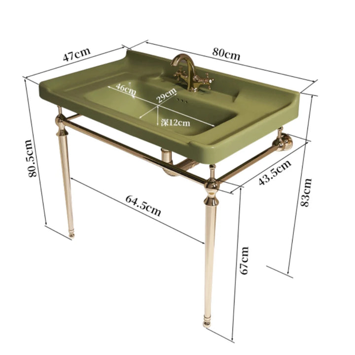 Retro 1200mm Bathroom Floor Bracket Stainless Steel Ceramic Washbasin Vanity Comb with Towel RS022AA for Home Decor