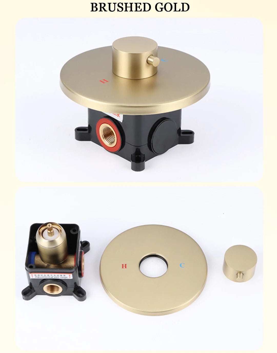 Hot and Cold Mixing Valve Body Faucet Single Handle Bathroom Concealed Shower Mixing Valve and Trim Kit Round Square