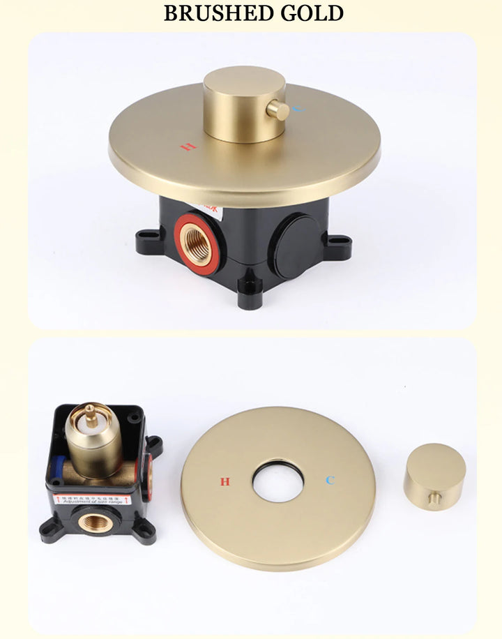 Hot and Cold Mixing Valve Body Faucet Single Handle Bathroom Concealed Shower Mixing Valve and Trim Kit Round Square