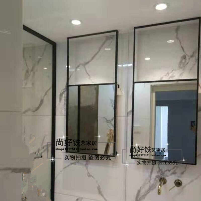 Ceiling Hanging Bathroom Mirror Rectangular Metal Decorative Mirror Black Frame Espelho Para Banheiro Shower Mirror EB5BM