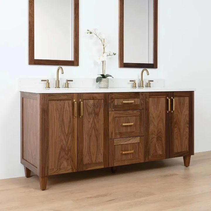 Classique- Americana Venner wood with natural interior pine wood double sink bathroom vanity