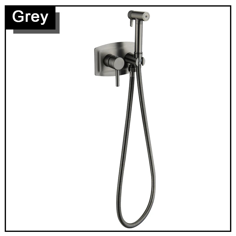 Brushed Rose Rose Gold Bidet Faucet Handheld Bidet Toilet Sprayer Set Hot and cold water Tap Brass Toilet Faucet Shower Head