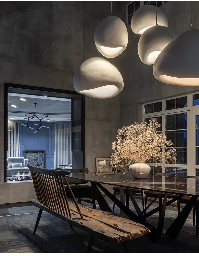 Nordic Wabi Sabi E27 LED Pendant Lights Modern Ceiling Chandelier Lights for Living Room Bedroom Dining Room Loft Hanghing Lamp