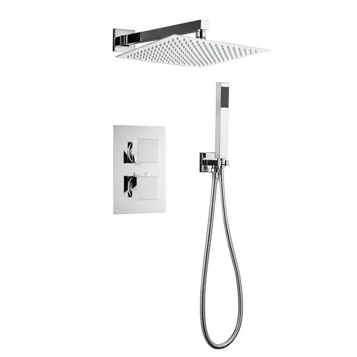 Chrome CSA square 12 inches thermostatic 2 way shower kit