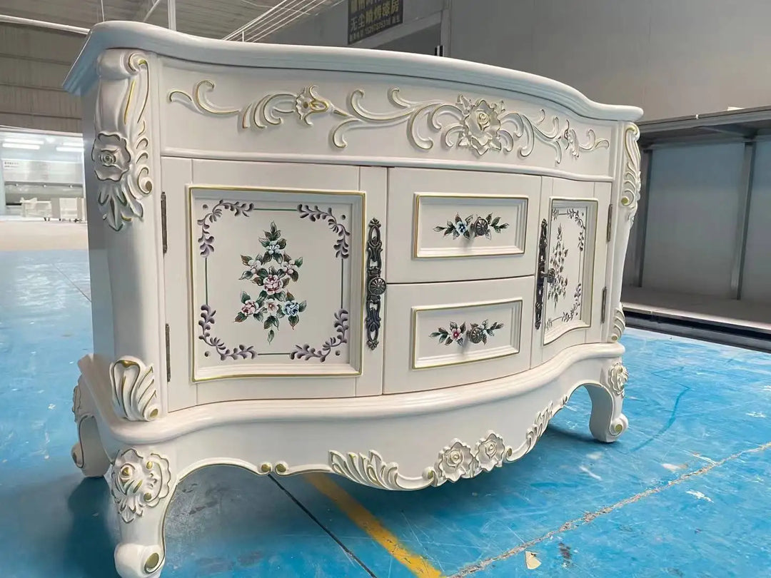 Custom Victorian Luxury Classic Solid Wood Floating Furniture Bathroom Vanity Mirror Cabinet with Sink