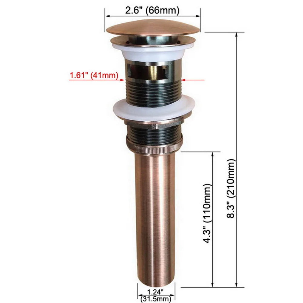 Antique Red Copper Bathroom Lavatory Faucet Vessel Vanity Sink Pop Up Drain Stopper With Overflow Accessories zsd051