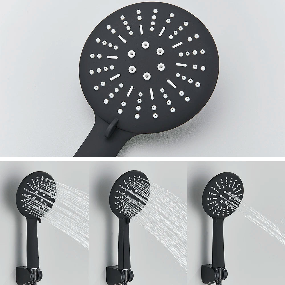 Pet-Black Thermostatic Bathroom Shower Faucet Dual Handle Bathtub Faucet Wall Mounted Mixer Tub Tap