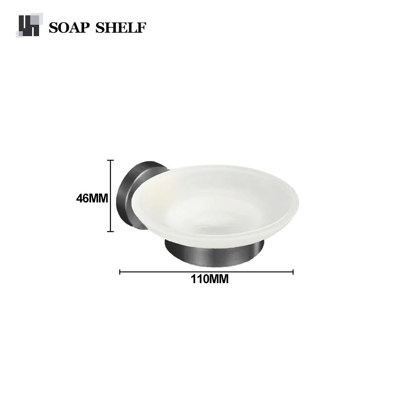 Gray Gun Metal Bathroom Hardware Accessories Cup Rack Towel Rack Toilet Brush Bath Towel Rack Roll Rack Towel Bar Hook Bathroom Wall Rack
