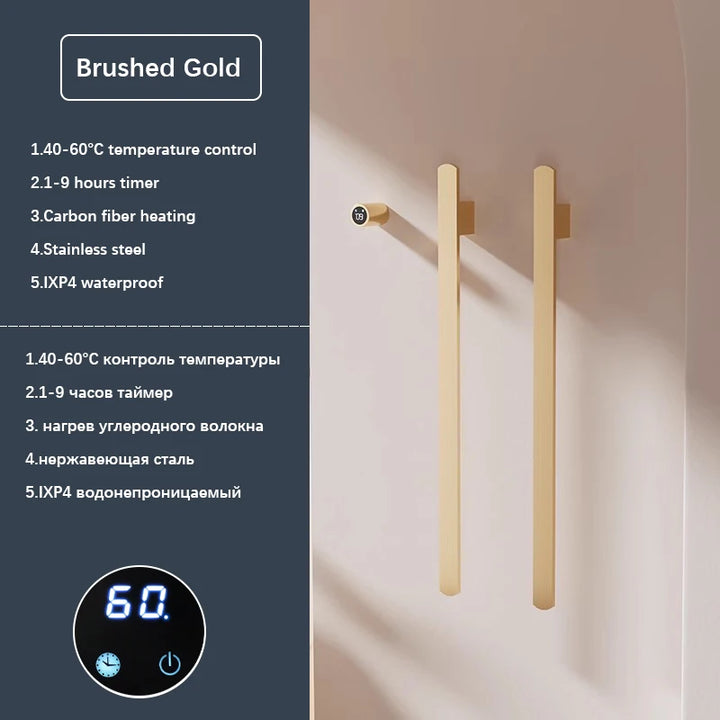 Elemento- Towel Warmer Hidden Wires Electric Heated Towel Rail Temperature Time Control Bath Electric Towel Rack