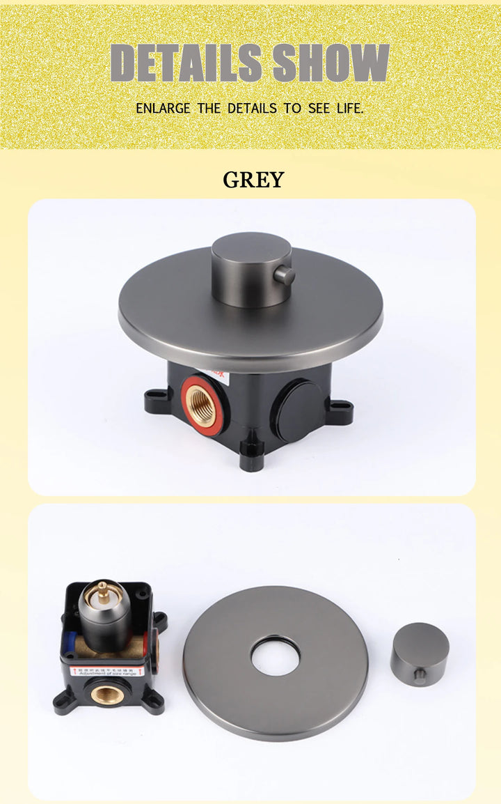 Hot and Cold Mixing Valve Body Faucet Single Handle Bathroom Concealed Shower Mixing Valve and Trim Kit Round Square