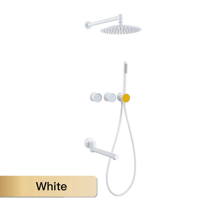 Lisboa II-Brass Shower System Simple Design Wall Mounted 2 Handle Hot & Cold Water 3 Function Bathroom Faucet