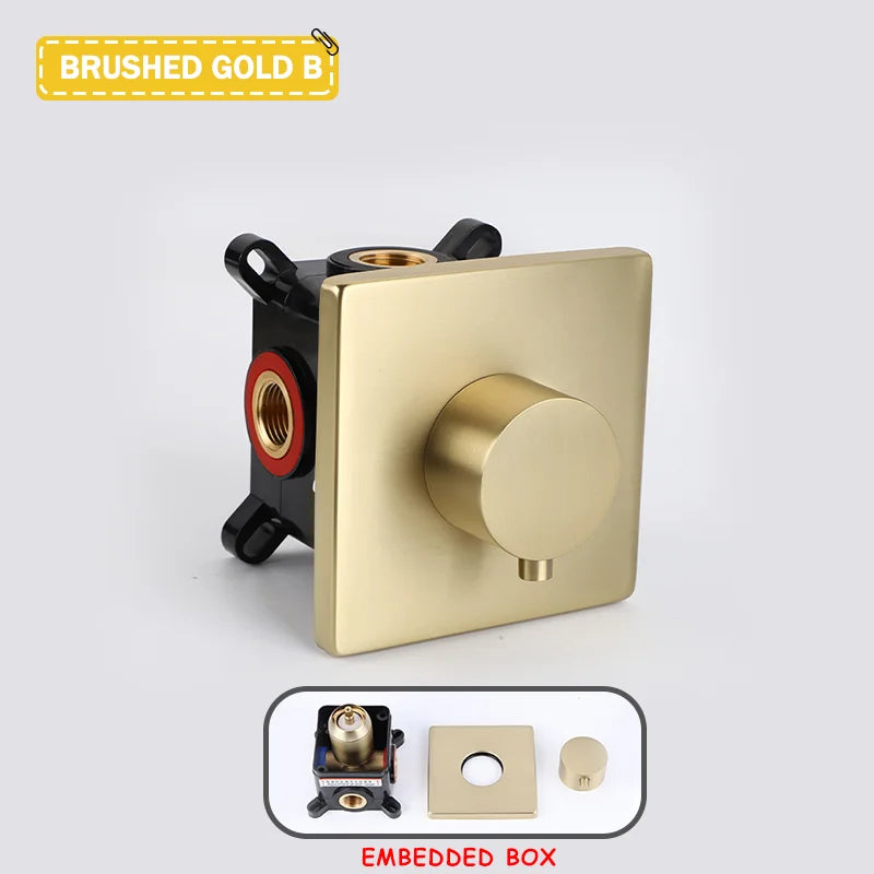 Hot and Cold Mixing Valve Body Faucet Single Handle Bathroom Concealed Shower Mixing Valve and Trim Kit Round Square