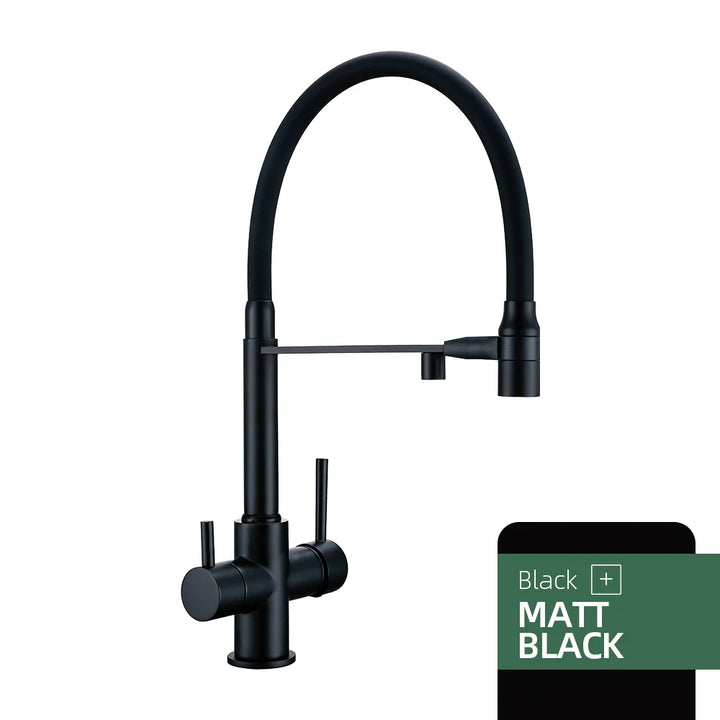 LIMA-3 Ways Kitchen Faucet Mixer Black Hose Mount Pull Out Dual Spray Nozzle Water Kitchen Taps