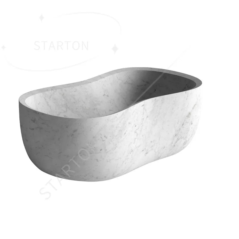 Natural Marble Bathtub, Carved Minimalist Luxury, Custom Hotel/Villa Bathroom, Artistic，Indoor/Outdoor Shower