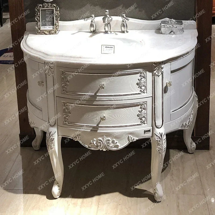 French Victorian Solid Oak Bathroom Vanity