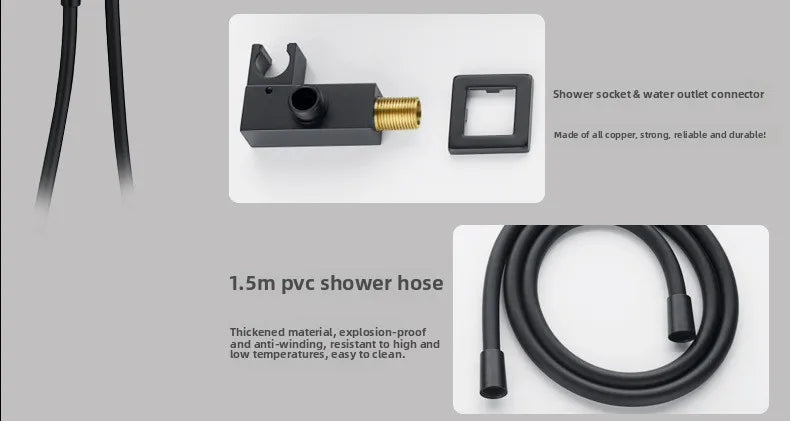 Aston-Camera Wall Mounted Thermostatic Shower Set Gunmetal Grey All Copper Concealed Rain Shower Head