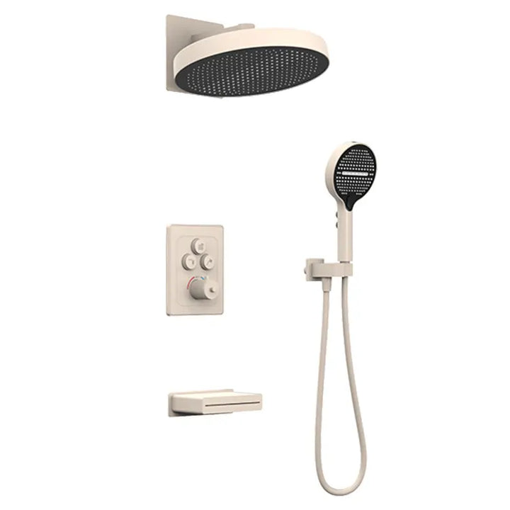 Apartamento-  Thermostatic Shower Faucet Hotel Bathroom Mixer Wall Mounted Jet Massage Spray Pattern Brass Chrome Ceramic