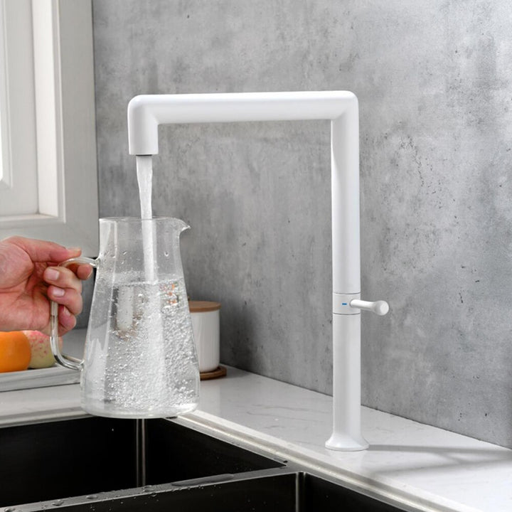 White Matte Euro design clean sleek modern kitchen faucet