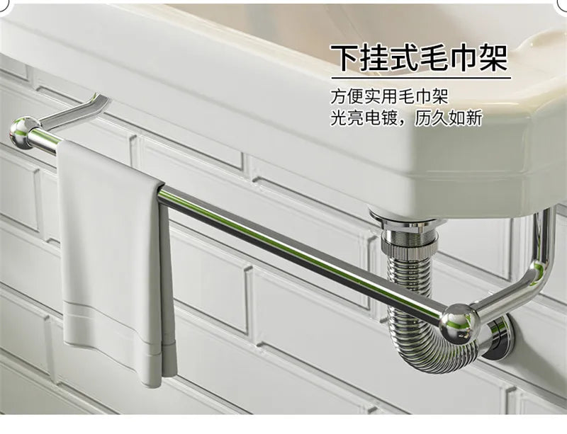 Fairfax II Wall Mounted Victorian ceramic sink with hot & cold seperate and towel holder