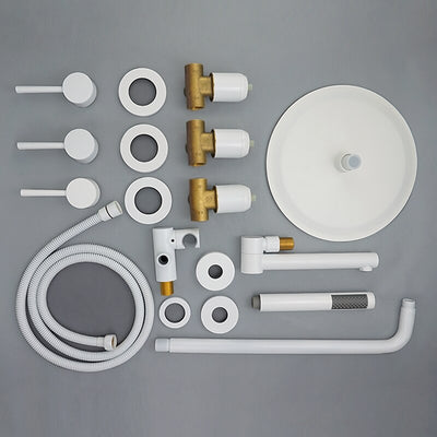 White matte 3 way volume control shower kit