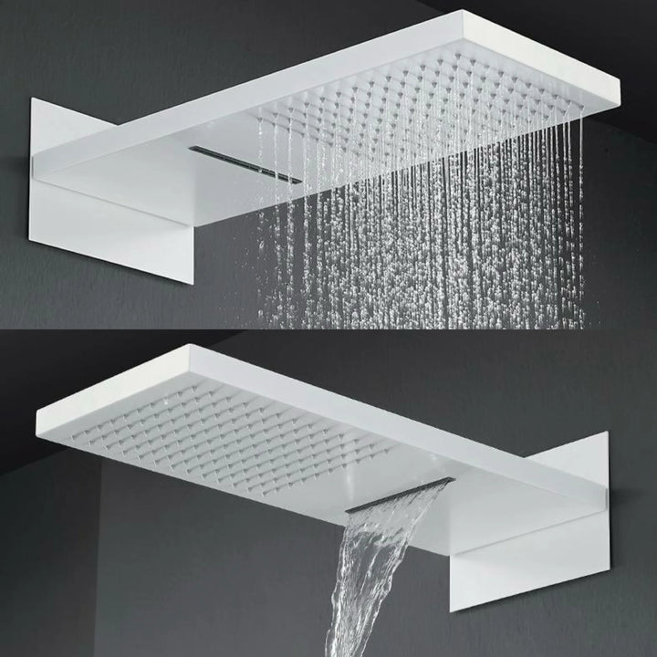 White Matte Full Brass Thermostatic Concealed Wall Mounted Shower Set with Rainfall Showerhead for Bathroom