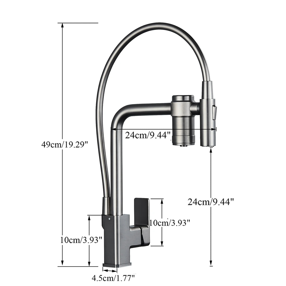 Gun Grey Pure Water Filter Kitchen Faucet Dual Handle Hot and Cold Drinking Water Pull Out Mixer Soft Hose Crane Purification