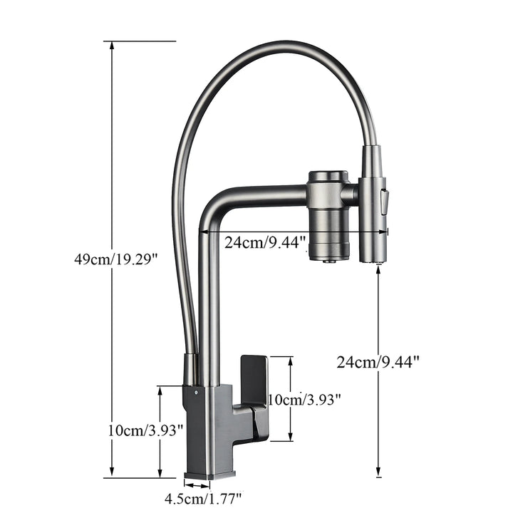 Gun Grey Pure Water Filter Kitchen Faucet Dual Handle Hot and Cold Drinking Water Pull Out Mixer Soft Hose Crane Purification