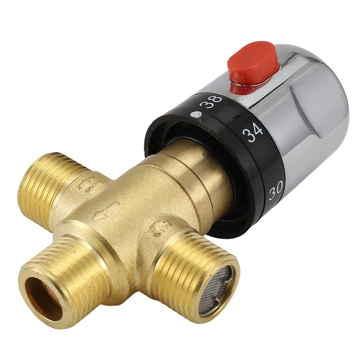 AT44-Thermostatic Mixing Valve Solid Brass G1/2 For Shower System Water Temperature Control Pipe Basin Thermostat Control