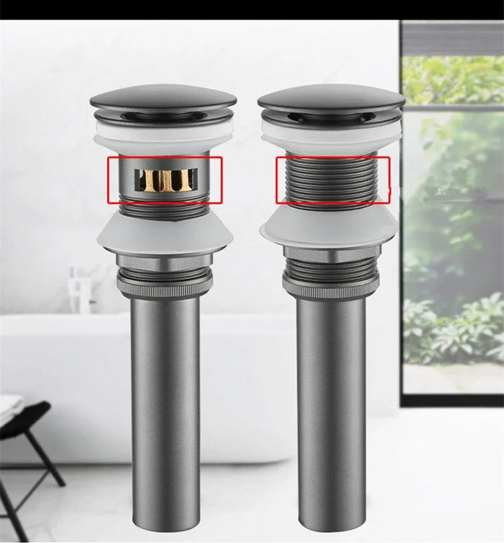 Gun Gray Pop Up Wash Basin Push Down Pop Up Drainer