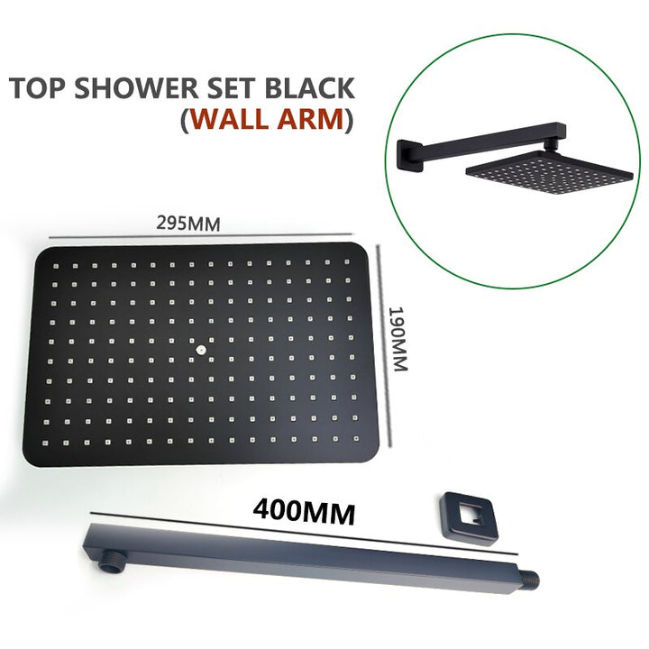 Chrome-Black-Brushed Gold  CSA -Modern rectangular 12x12"  rain head with  2 way function diverter completed shower kit