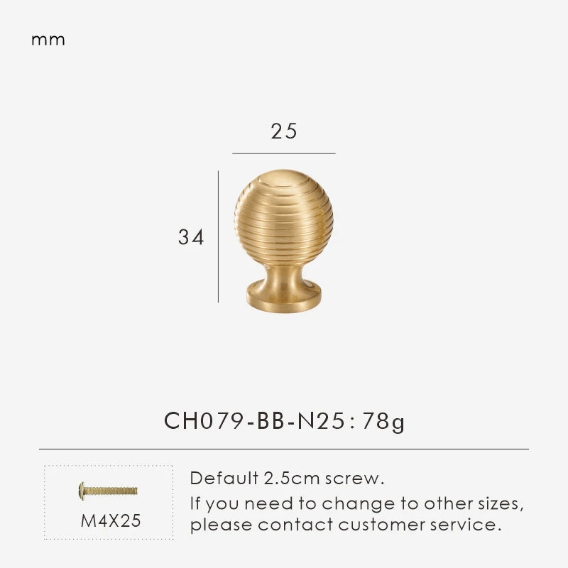 Nurlin French Luxury Solid Brass Kitchen Cabinet Furniture Drawer Cabinet Door Handle Round Knobs T-Bar Wardrobe Pull