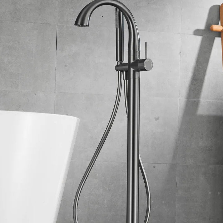 Mossberg-Single Handle Dual Control Floor Standing Freestanding Bath Shower Mixer Tap Chrome Black Brushed Gold for Pedestal  Bathtub