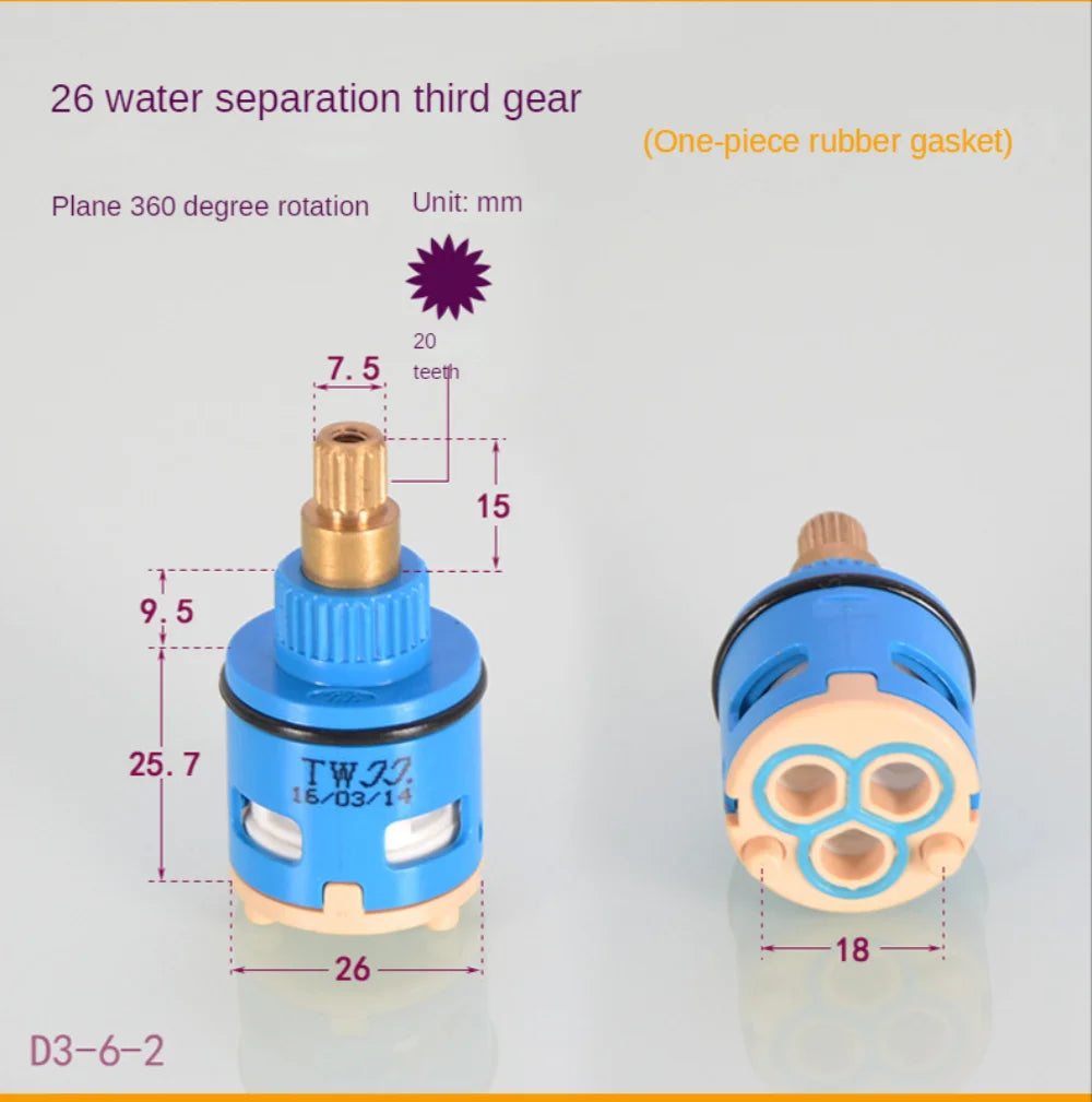 22/26mm Brass ABS Shower Faucet Column Ceramic Disc Cartridge Mixing Valve Mixer Shower Bar Tap Bath Mixing Valve Bathroom