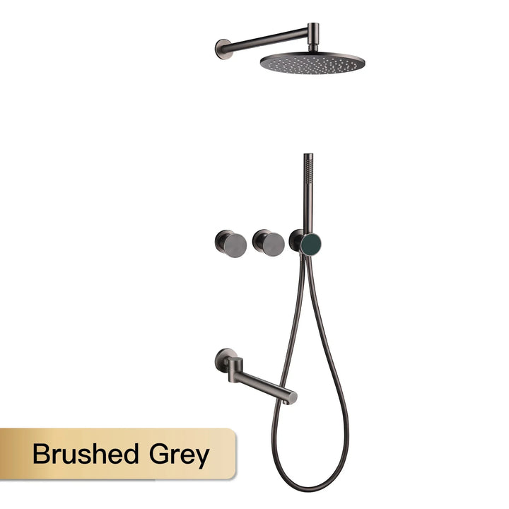 Lisboa II-Brass Shower System Simple Design Wall Mounted 2 Handle Hot & Cold Water 3 Function Bathroom Faucet