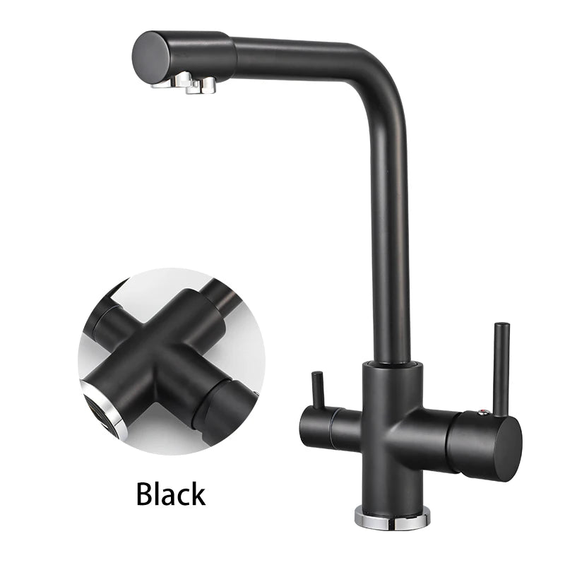 QUITO-BAR-Filtered Kitchen Faucets Gold Black Brass Purifier Faucet Dual Sprayer Drinking Water Faucet Tap Nozzle Sink Mixer Tap