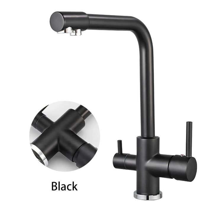 QUITO-BAR-Filtered Kitchen Faucets Gold Black Brass Purifier Faucet Dual Sprayer Drinking Water Faucet Tap Nozzle Sink Mixer Tap