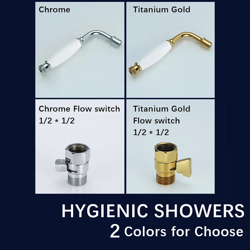 Victoria Traditional Handheld Toilet Bidet Sprayer Solid Brass Titanium Gold Soft Water Shower Hygienic Shower Set