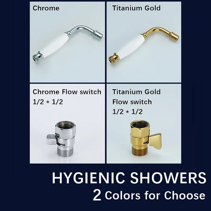 Victoria Traditional Handheld Toilet Bidet Sprayer Solid Brass Titanium Gold Soft Water Shower Hygienic Shower Set