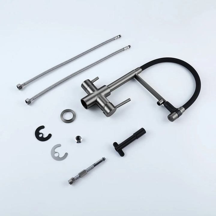 LIMA-3 Ways Kitchen Faucet Mixer Black Hose Mount Pull Out Dual Spray Nozzle Water Kitchen Taps