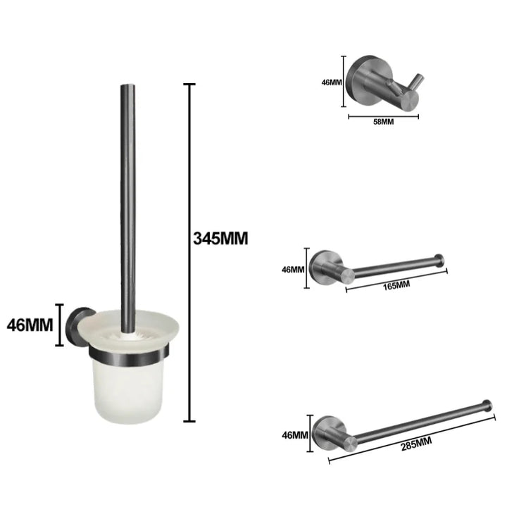 Grey Gun Metal Bathroom Hardware Accessories Cup Rack Towel Rack Toilet Brush Bath Towel Rack Roll Rack Towel Bar Hook Bathroom Wall Rack