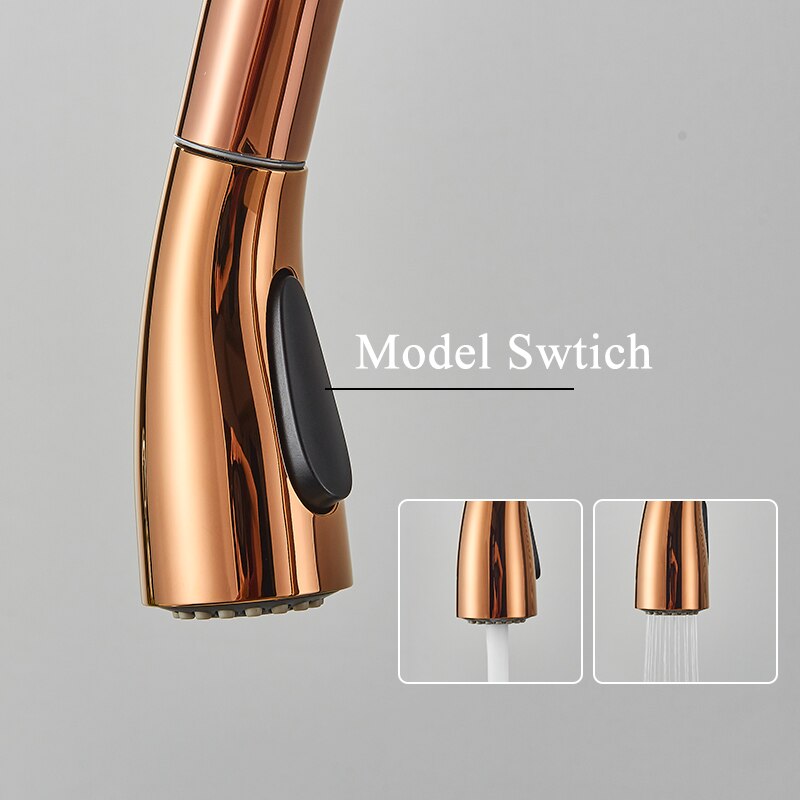 Rosa- -Rose gold polished tradtional victorian pull out dual spray kitchen faucet