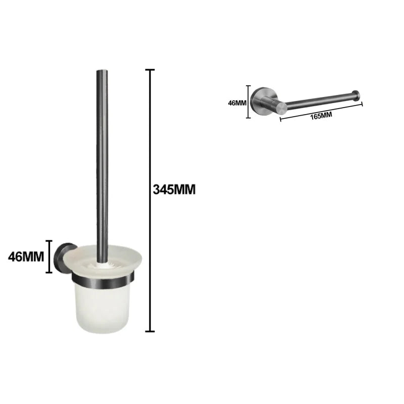 Grey Gun Metal Bathroom Hardware Accessories Cup Rack Towel Rack Toilet Brush Bath Towel Rack Roll Rack Towel Bar Hook Bathroom Wall Rack