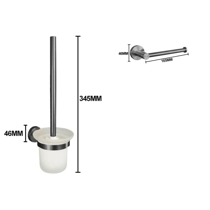 Grey Gun Metal Bathroom Hardware Accessories Cup Rack Towel Rack Toilet Brush Bath Towel Rack Roll Rack Towel Bar Hook Bathroom Wall Rack