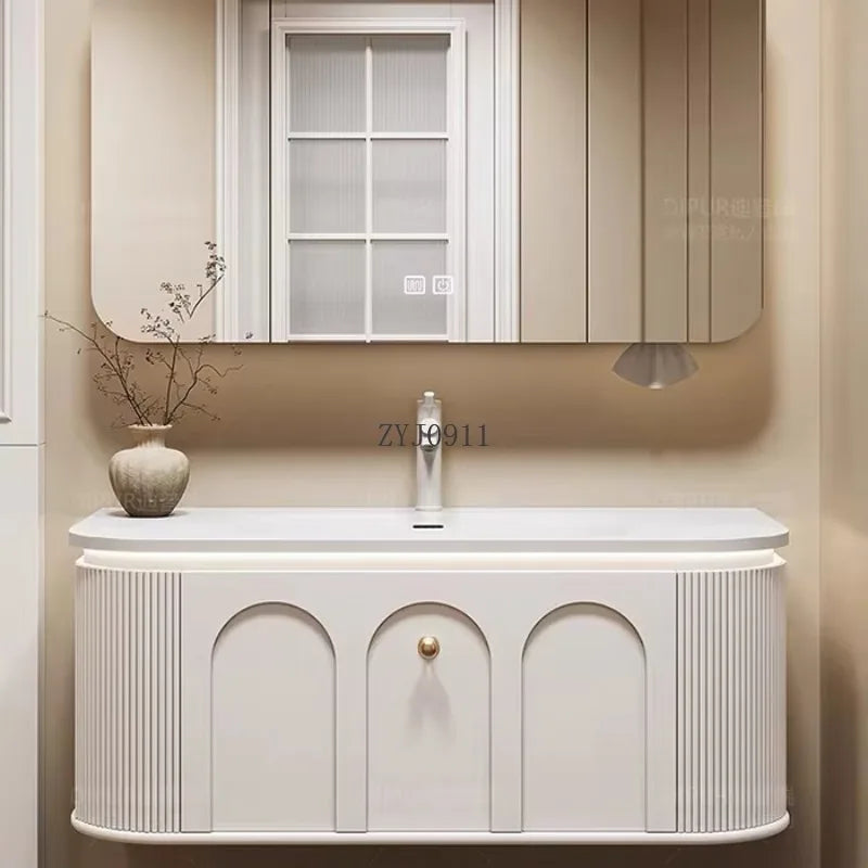 Eileen -Art Deco Wall Hung Beige 48" Inch Bathroom Vanity Set