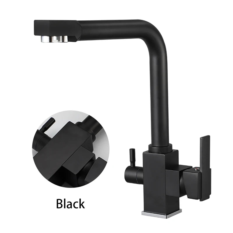 QUITO-BAR-Filtered Kitchen Faucets Gold Black Brass Purifier Faucet Dual Sprayer Drinking Water Faucet Tap Nozzle Sink Mixer Tap