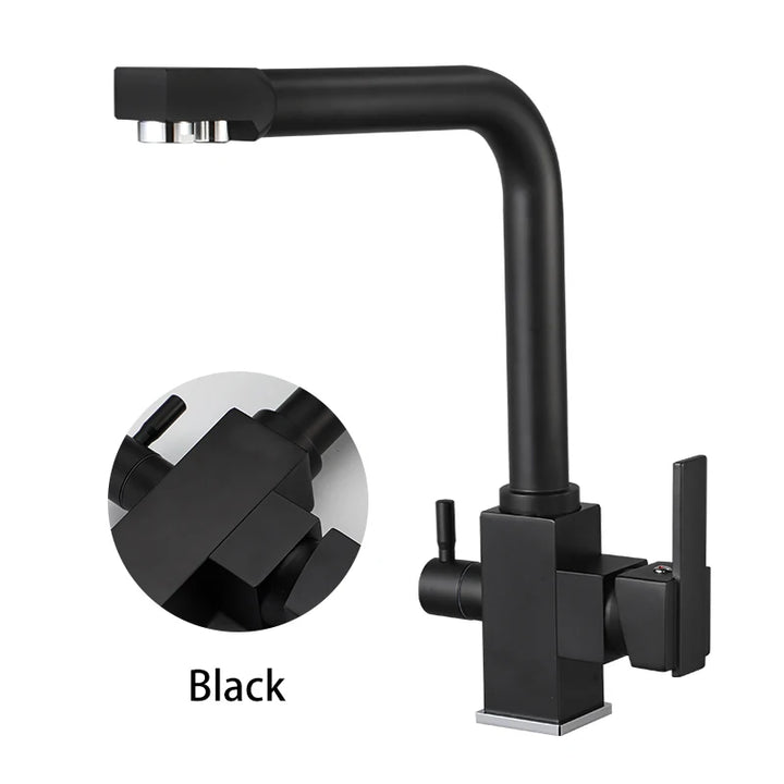 QUITO-BAR-Filtered Kitchen Faucets Gold Black Brass Purifier Faucet Dual Sprayer Drinking Water Faucet Tap Nozzle Sink Mixer Tap