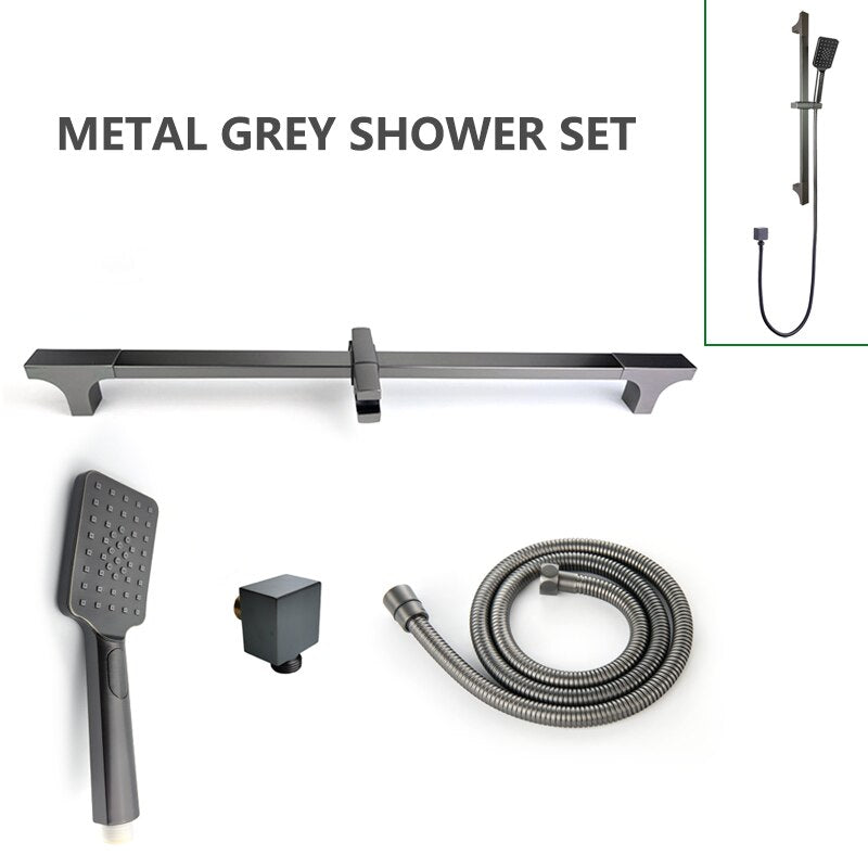 Chrome-Black-Brushed Gold  CSA -Modern rectangular 12x12"  rain head with  2 way function diverter completed shower kit