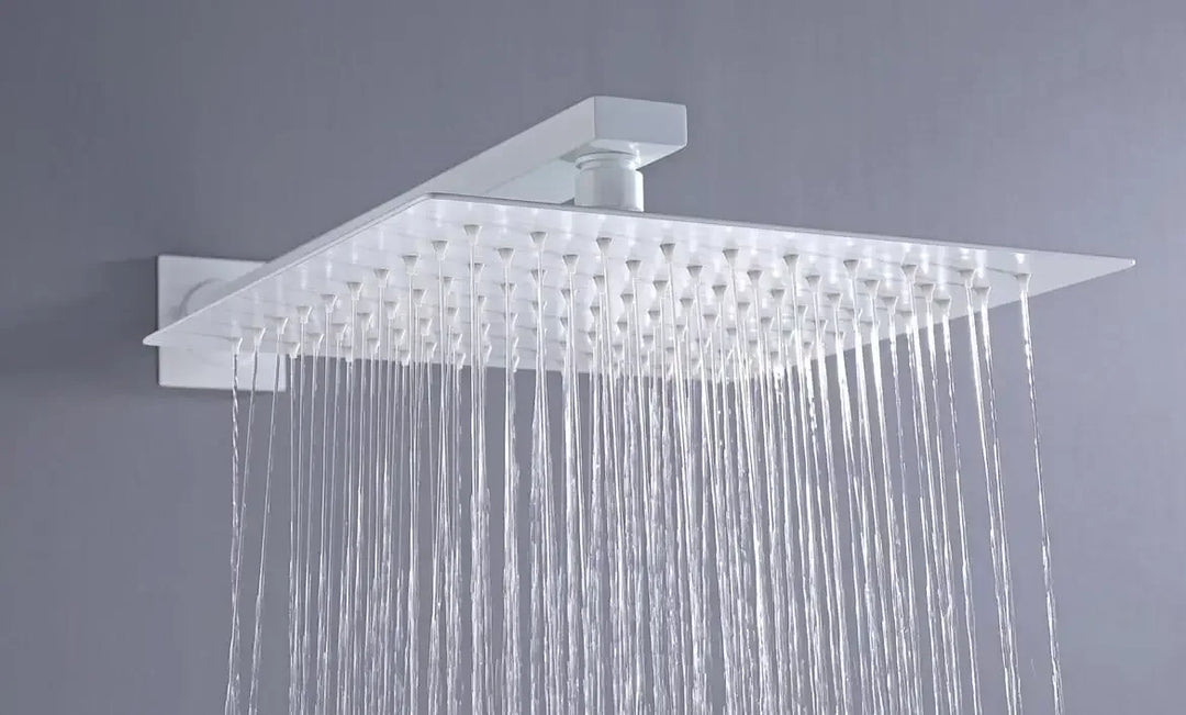 White color square Rain Shower Head 3 wayThermostatic Bath 10 inch Shower Set Wall Mounted thermostatic shower set IS609