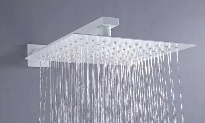 White color square Rain Shower Head 3 wayThermostatic Bath 10 inch Shower Set Wall Mounted thermostatic shower set IS609